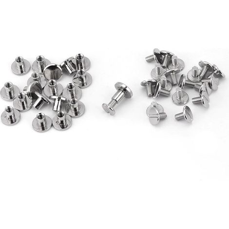 Lot de 20 rivets à tête plate en laiton pour maroquinerie, rivets métalliques pour ceinture, sangle, sac, chaussures, décoration (8 mm) (1/5)