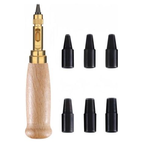Automatic Leather Hole Punch Tool,Leather Puncher with 6 Replaceable Hole Punches for Sewing,Paper,Craft(1.5mm - 4mm) (1/5)