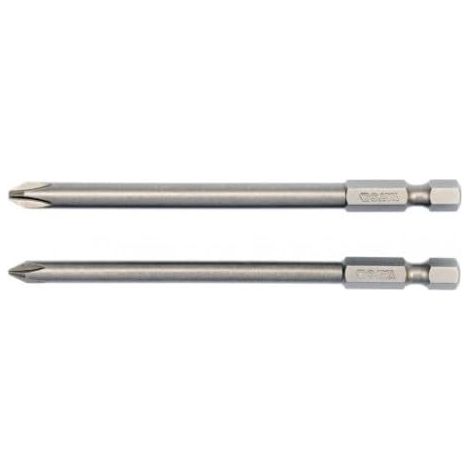 Lange Phillips-Bits PH1 & PH2 1/4" 100 mm, 2-teilig, S2-Stahl