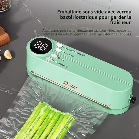 Mini Sealer à vide portable pour un travail continu à grande vitesse avec sac à vide et adaptateur d'inflation, vert (1/4)