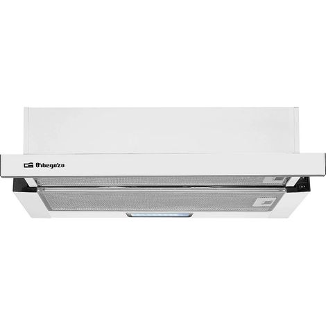 Campana telescópica Orbegozo 60 cm TL 07160 BL, 2 niveles de potencia, 2 filtros aluminio desmontables, extracción 332,1 m3/h, clase energética B, 65 W