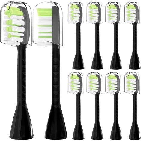 Compatible avec One Series Sonicare la brosse à dents électrique Têtes de brosses de remplacement, pour One HY1100 HY1200 BD100/AZ Series, Lot De 10 (Noir Intense, Medium) (1/5)