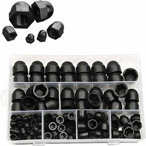 145 Cache-Vis en Plastique Noir pour Vis et Écrous Hexagonaux M4 M5 M6 M8 M10 M12 – Protection Anticorrosion et Esthétique (1/4)