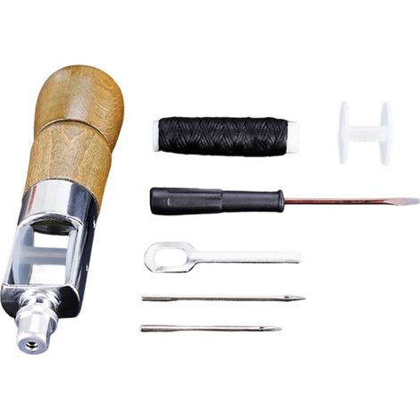 Kit Poinçon Cuir - Aiguilles Droites Et Courbées - Fils Cirés Et Bobines - Pour Couture Cuir DIY - 1 Set (1/5)