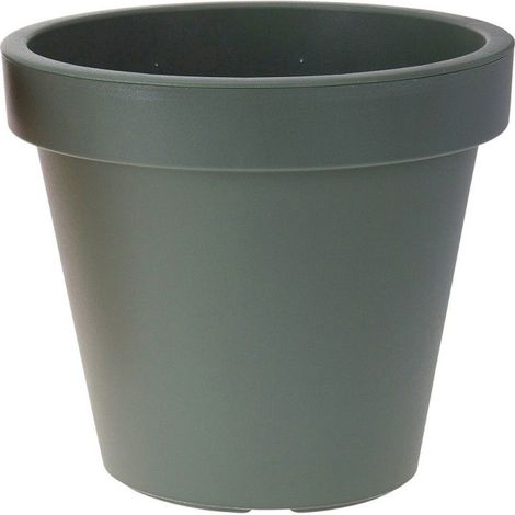 Vaso da fiori rotondo in plastica verde, 20 x 18 cm