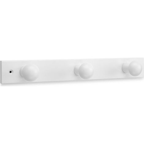 Patère En Bois De Pin Avec 3 Boutons, Couleur Blanche, 360 X 50 X 15 Mm
