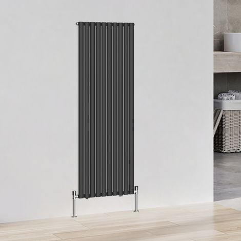 Vertical Tall Upright Oval Column Designer Radiator Central Heating Rads Single 1800x590mm Black (1/3)