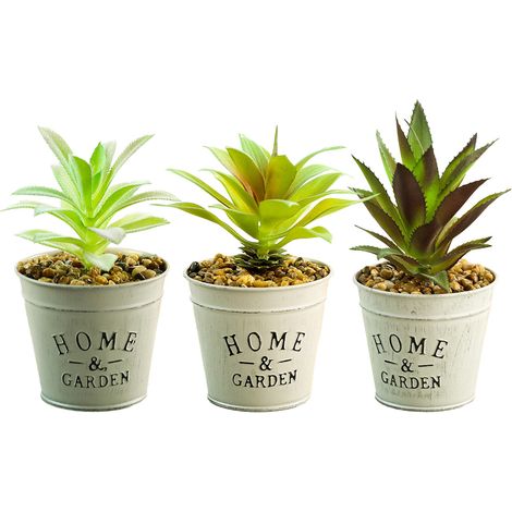 Plante Artificielle Eucalyptus - Pot En Métal Galvanisé - Décoration Intérieure Bureau Restaurant - Lot De 3 (1/5)