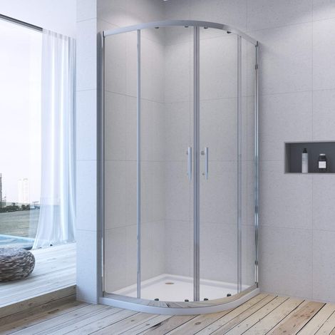 AQUABATOS® Duschkabine 80x80 cm Viertelkreis Runddusche Duschwand Glas halbrund Dusche mit Schiebetüren aus 6mm ESG Sicherheitsglas mit Nano Beschichtung Radius 55 cm höhe 195 cm ohne Duschwanne