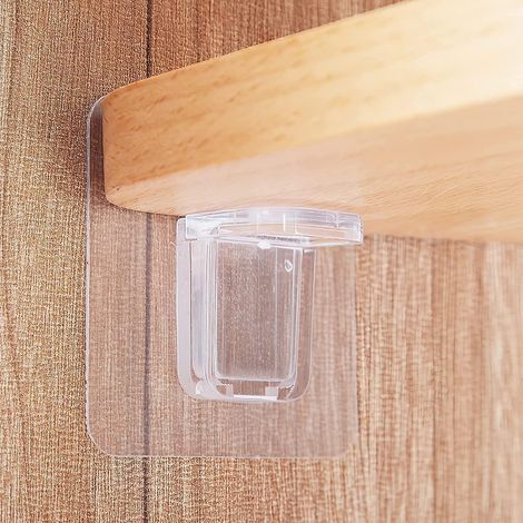Juego de 16 soportes autoadhesivos en forma de L para estantes, ideales para muebles, armarios, alacenas y librerías. (1/4)