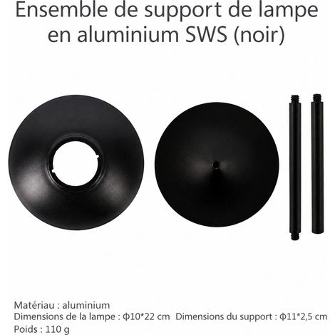 Kit support de lampe de camping tout aluminium SWS noir étoilé avec base à bride et abat-jour rétro 5V 3W réf 4079 300 g – Livraison gratuite