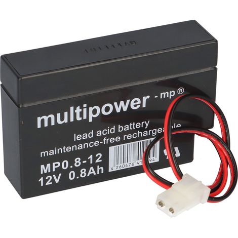 Multipower MP0,8-12AMP AGM Bleiakku 12V 0,8Ah – AMP-Buchse (1/5)