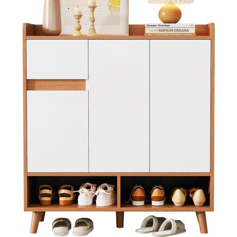 Commode / Buffet / Meuble à chaussures avec étagères réglables – Organiseur de maison minimaliste avec pieds en bois massif