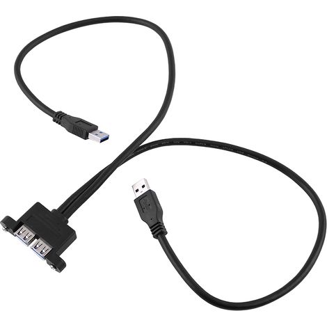 Câble d'extension USB 3.0 mâle à femelle avec fixation par vis - Double port USB-A (1/5)