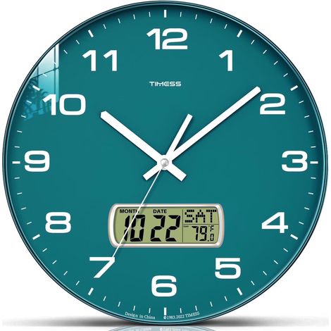 Horloge murale analogique 25 cm avec affichage de la date, fonctionne sur piles, style moderne pour le salon, couleur or (1/5)
