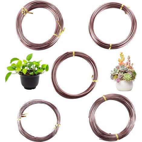 5 tailles de fil en aluminium anodisé pour bonsaï, 1 mm, 1,5 mm, 2 mm, 2,5 mm, 3 mm, fil en aluminium anodisé, marron, pour le bricolage (70 mètres) (1/5)
