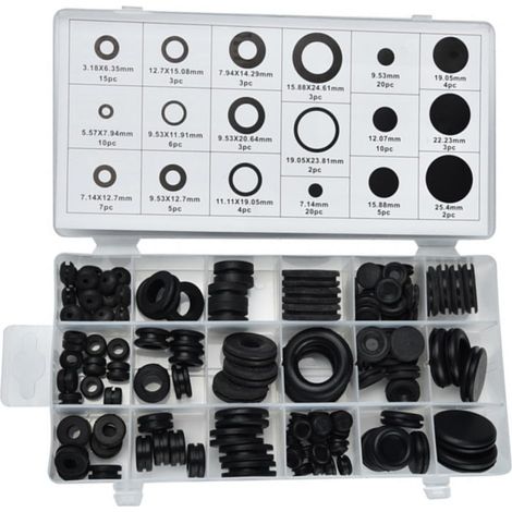 125-teiliges Sortiment schwarzer O-Ringe aus Gummi, ölbeständiges Dichtungsring-Set für Sanitärinstallationen, Hydraulik, Wasserleitungen und elektrische Verkabelung