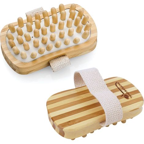 Brosse de massage et de drainage, anti cellulite en bambou 13 x 7.5 x 4 cm avec poignée de maintien - Vivezen