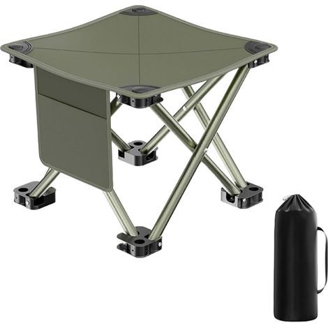 (Army Green, 33CM) Camping Stool, Portable Folding Stool with Storage Bag, Lightweight Foldable Seat for Adults for Travel, Hiking, Garden, Fishing, Beach (1/5)