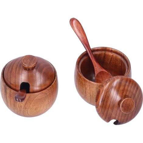Gewürztopf aus Holz, Salzbehälter, ungiftig, geruchlos, Gewürzglas mit Deckel, Küchenhelfer (1/5)