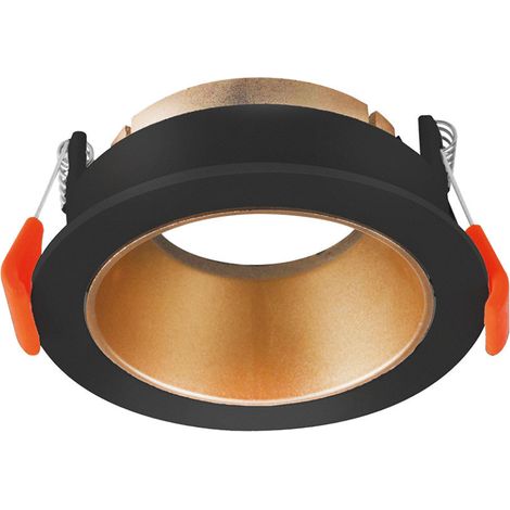 Support de spot encastrable rond noir/cuivre-doré MR16 GU10 – Aluminium orientable – Fixation à ressorts – IP20 pour intérieur – Braytron (1/5)
