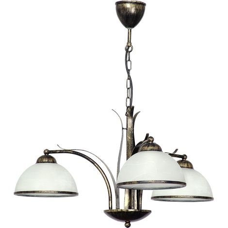 Suspension Korfu Luminex laiton, 3 globes verre E27