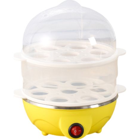 Cuiseur à œufs domestique 350 W, 2 niveaux, 14 œufs par cuisson, arrêt automatique, sécurité, durable, en polypropylène (PP), avec verre doseur.