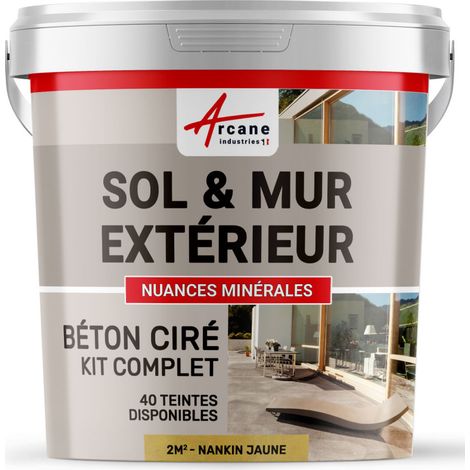 BETON CIRÉ: KIT KUNSTHARZ-BETONBESCHICHTUNG FÜR DRAUSSEN - Böden, Wände, Terrassen, Balkone, Treppen - Nankin-Gelb - 2 m²-Kit (2 Schichten)