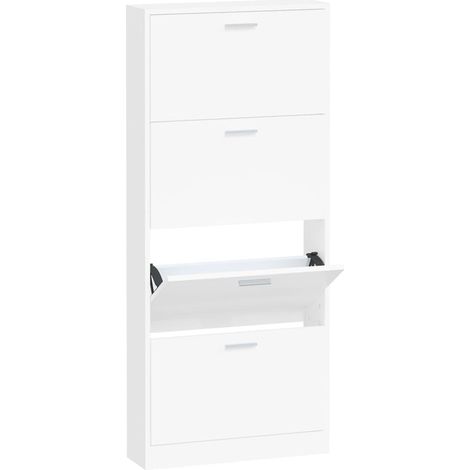 Zapatero mueble para entrada pasillo y salón 59 x 17 x 150 cm madera de ingeniería blanca 020021472 (1/5)