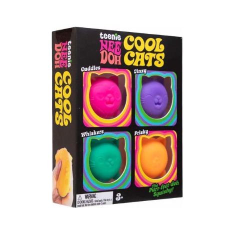 Ensemble de 4 jouets anti-stress NeeDoh Cool Cats - Jouet sensoriel doux et anti-stress - Cadeau chat mignon