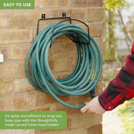 Supporto per tubo da giardino a parete - Robusto supporto per tubo da giardino a parete in acciaio massiccio, resistente alle intemperie - Con tutti gli accessori inclusi (1/4)