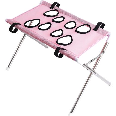 Soporte plegable para bañar mascotas, hamaca para el aseo de mascotas, se puede colocar sobre una superficie o colgar (rosa). (1/5)