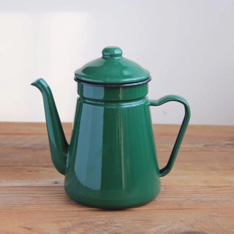 Cafetière et théière multifonctionnelle Teekanne en émail - 20,5 x 11 x 19 cm - 1,1 litre - Verte (1/5)