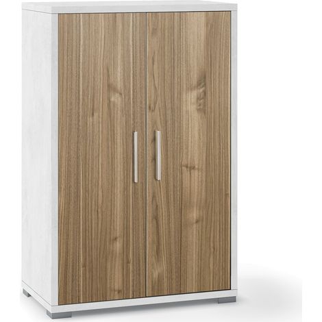 Armadietto Multiuso 2 Ante 71x110x41 cm Ossido Bianco/Noce Stelvio (1/3)