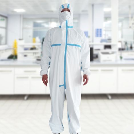 Combinaison jetable de protection 3XL pour laboratoire et industrie avec capuche (1/5)
