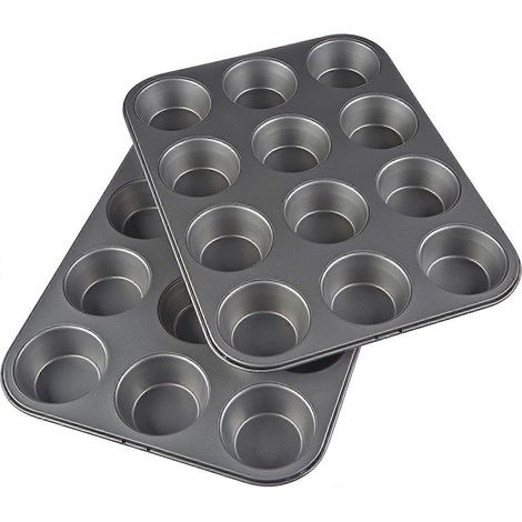 Antihaftbeschichtete Muffinform aus Kohlenstoffstahl, 2er-Set, je 12 Mulden (1/5)