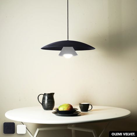 Lampe de suspension en velours - OLEMI VELVET  ANTHRACITE - BLANC (1/2)