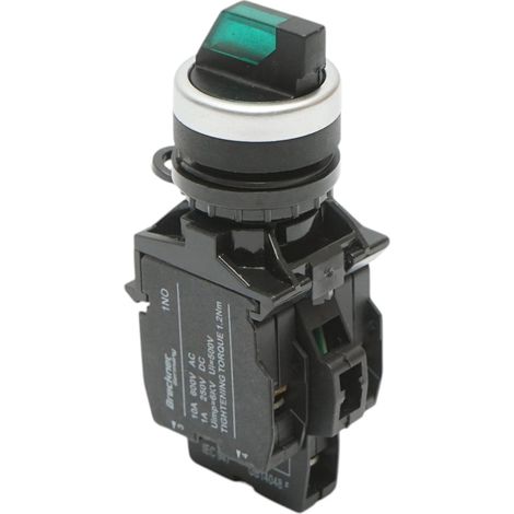 Selettore luminoso 24V AC/DC LED verde a 3 posizioni 2NO, 10A/600V AC, 1A/250V DC LA42 Breckner Germany (1/5)