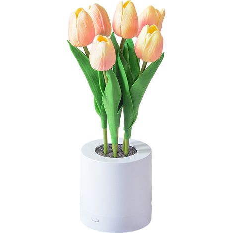 Veilleuse Led Tulipe Rechargeable - Lampe Simulation Fleur pour Chambre à Coucher et Table de Chevet - 1 Pièce (1/5)