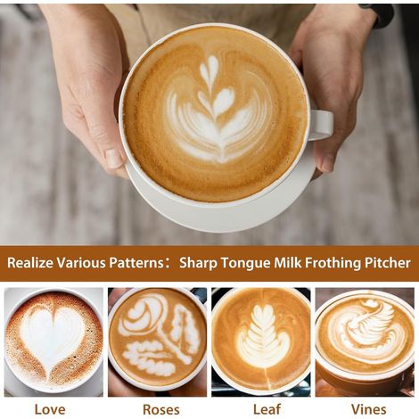 Melkopschuimkan - RVS - 350ml - Met maatmarkeringen - Opschuim - Melkkannetje - Melkkannetje RVS - Voor cappuccino, koffie, latte en espresso[CC] (1/4)