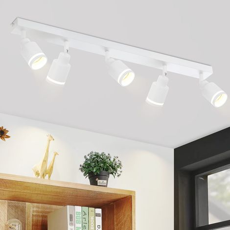 GBLY Deckenstrahler Modern Weiß Deckenleuchte: 5 Flammig Schwenkbar Deckenspot Flurlampe GU10 Deckenlampe Metall Innen Wandstrahler für Küche Büro Wohnzimmer Schlafzimmer, Ohne Leuchtmittel