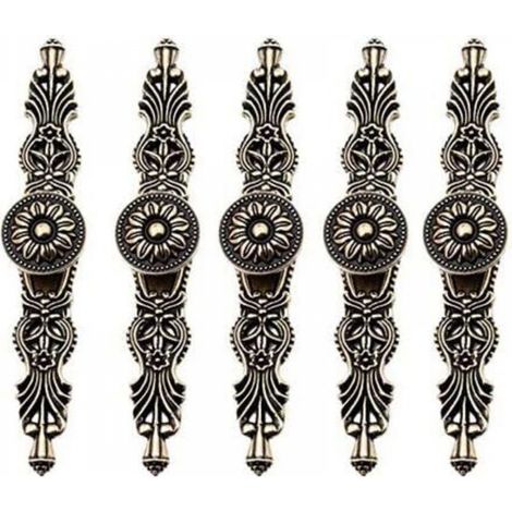 Ineasicer Lot de 5 Poignées de porte pour Placards Style Vintage Rétro Bouton de meuble Couleur Bronze pour Ancien Rétro Meuble Bibliothèque Commode Armoire Tiroir (1/4)