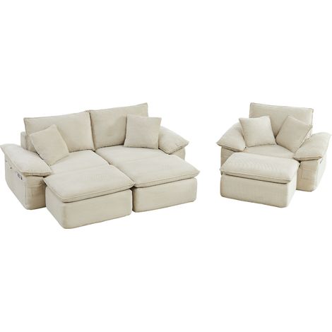 Canapé 2 places modulable Cloud Couch avec repose-pieds et poches de rangement, sans montage (1/5)