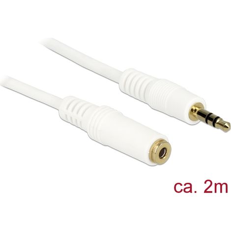 Kabel klinke 3 pin verlÃ¤ngerung 3,5 mm stecker  buchse 2,0 m weiÃ delock