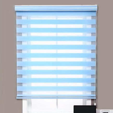 No-perforation Venetian Blinds, Double-layer Waterproof Blackout Curtains for Bathroom, Balcony, Bedroom, 100x150cm, Blue, Easy to Install