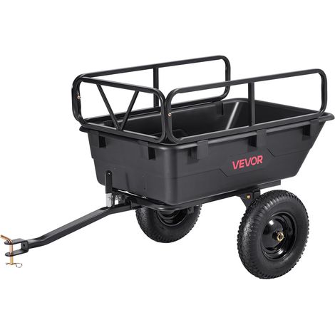 Remorque à Benne Basculante, 283 L, Remorque de Tracteur Tondeuse à Gazon Jardin Polyéthylène, Capacité de Charge 226,8 kg, avec Pneus 40,64 cm, Chariot de Transport à Déversement pour VTT, UTV (1/5)