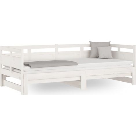 Maison Exclusive - Tagesbett Ausziehbar Weiß Massivholz Kiefer 2x