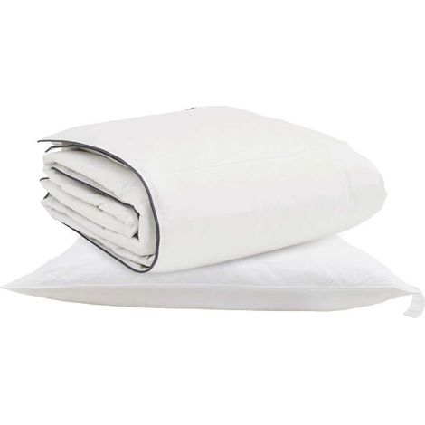 Ensemble de couette d'hiver en duvet de canard (taie d'oreiller incluse), 2 pièces, blanc (1/5)