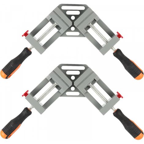 Pince d'angle à double poignée, pince d'angle à angle droit à 90 degrés avec mâchoires pivotantes réglables en alliage d'aluminium, pour le travail du bois, le soudage, 2 pièces (1/4)
