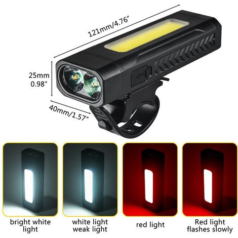 Multifunktionales 2-LED-Fahrradrücklicht, 3 Leuchtmodi (rot und weiß), COB-Seitenbeleuchtung, magnetisches Schnellladen per USB-C für Outdoor-Radtouren (1/5)